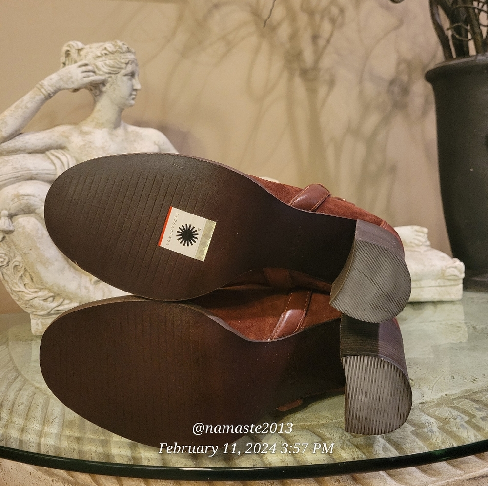 Ugg Dandridge Suede Heeled Boot Hardware Buckle Designer Slip-On #722 New - Picture 11 of 14